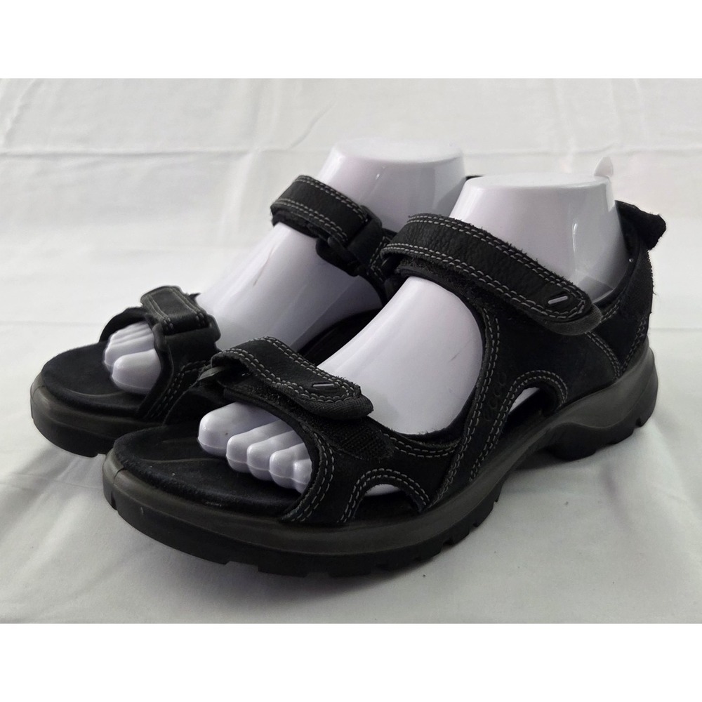 ECCO Yucatan Sandals Womens 40 US 9.5 Black Leather Sport Hiking Gorpcore Trail